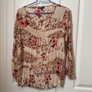 Thyme Maternity Floral Crochet Chiffon Shirt Size Small